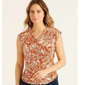 C&C California Women's Tropical Print Linen Blend Blouse - Size Medium NWT